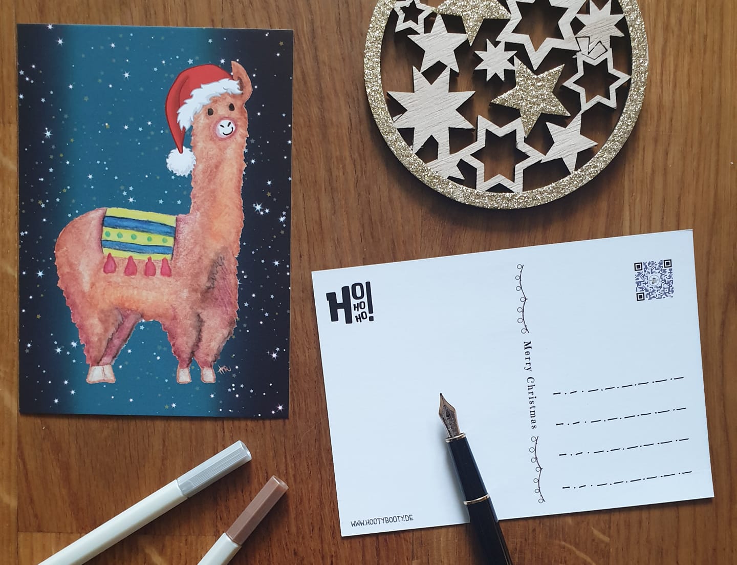 Postkarte "Weihnachtslama Frank"