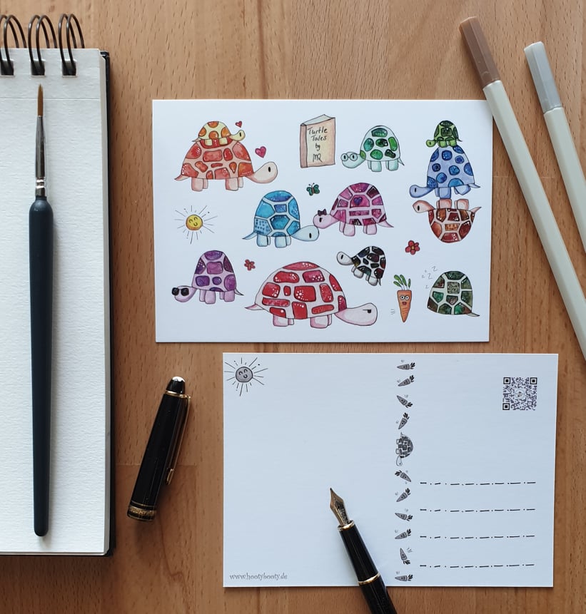 Postkarte "Rainbow Turtles"